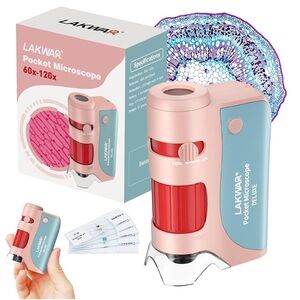 NEW 60x–120x Mini Pocket Microscope Portable Handheld Kids STEM Toy